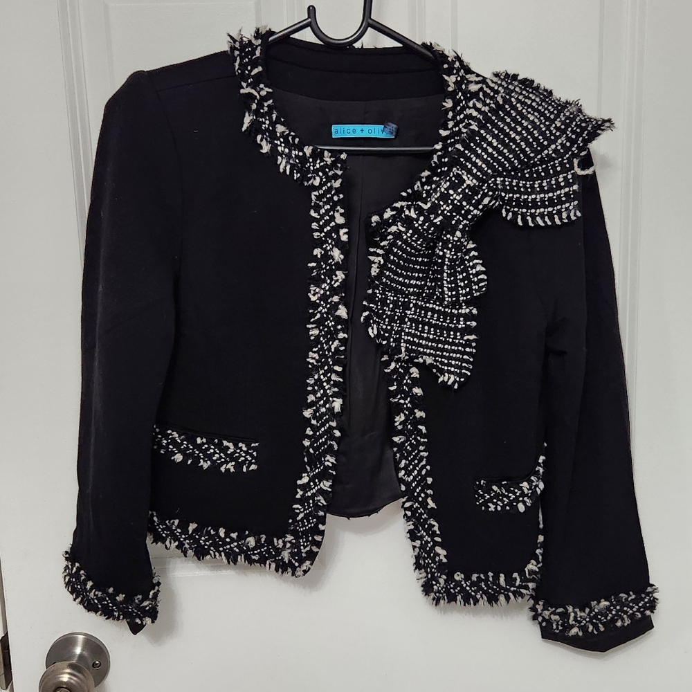 Alice + Olivia Black and White Tweed Blazer - Picture 3 of 15